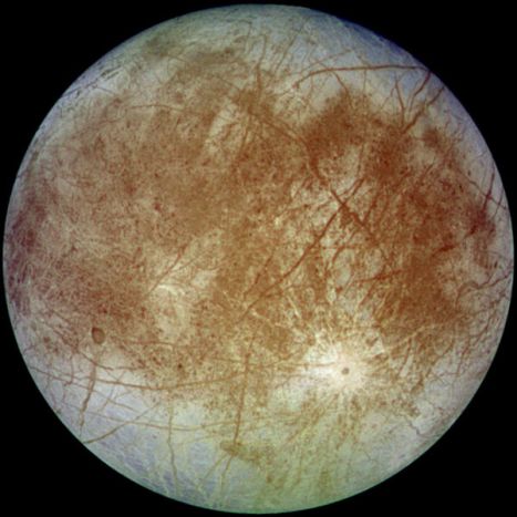 Europa, as seen by the Galileo spacecraft (Wikipedia)